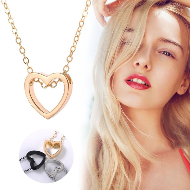 Collar para mujer, joyería para mujer, collar de pareja con forma de corazón hueco de melocotón, regalo de joyería para San Valentín, collar de proyección.