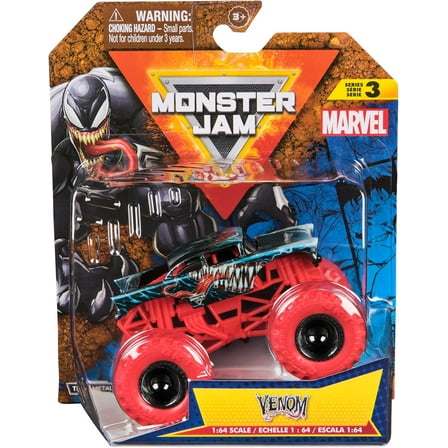 Monster Jam, Marvel Official Venom Monster Truck, Die-Cast Vehicle, 1:64 Scale, Superhero Kids Toys, Gift for Collectors & Kids Ages 3 