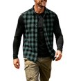 thumbnail image 3 of Atkumj Plaid Vest for Men Versatile Turn Down Collar Button Up Vest Fashion Loose Color Block Sleeveless Shirts for Men for Relaxed Daily Outfit S, 3 of 8
