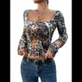 thumbnail image 1 of Camisetas de Camuflaje Grunge con Estampado Vintage Y2K para Mujer, Talla Grande, para Salir Estampado de Leopardo XL, 1 of 9