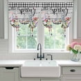 thumbnail image 4 of Spring Flowers Balloon Curtains for Windows, Bedroom Curtains 54 Inch Length, Farmhouse Black Plaid Wood Grain Tie Up Curtains Panels Thermal Insulated Bathroom Curtains Window 42"x54", 4 of 8