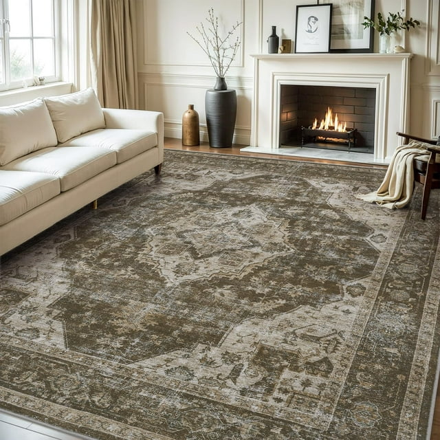 -Runner Rug X Rugs for Living Room- Machine Washable Rug-Soft Living Room Rug-Vintage Non Slip Carpet-Rugs for Bedrooms Dining Office