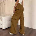 thumbnail image 6 of akafmk Womens Cargo Sweatpants Fall Wide Leg Sweatpants Elastic Waist Drawstring Winter Workout Hiking Stretch Casual Sweatpants, Size L, 6 of 7