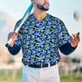 thumbnail image 5 of Hirioo Blue Flowers for Men's Baseball T-shirt Shirts Short Sleeve Casual Summer Button Stretch T Shirts,Size S-4XL-X-Large, 5 of 7