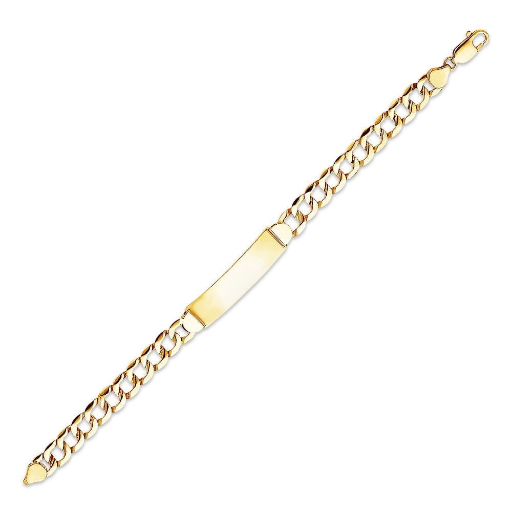 14k Yellow Gold Solid Link ID Bracelet 8.5
