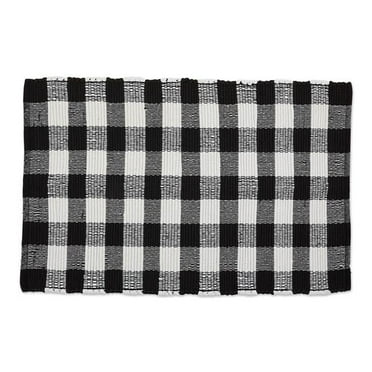 Black & White Buffalo Check Rag Rug, 26 x 40 cm