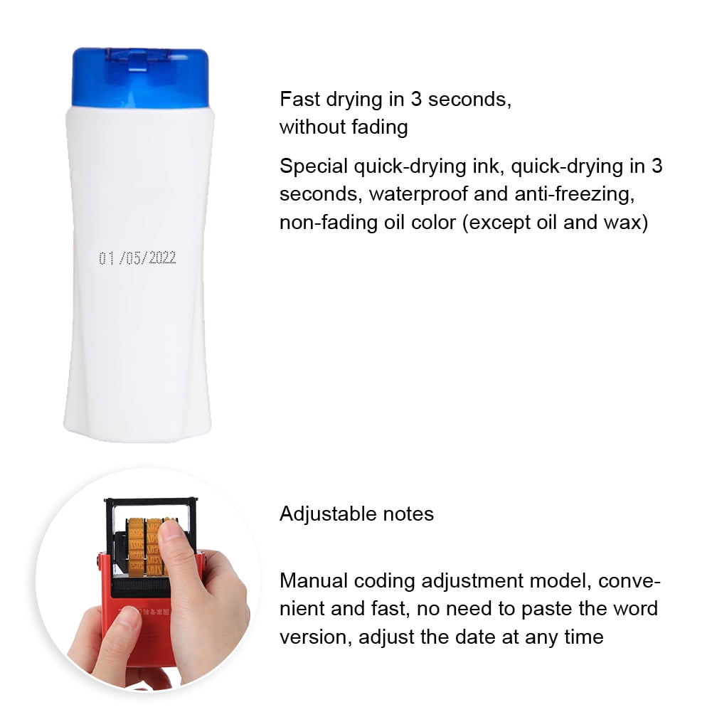 YAHHU D-4 Type Manual Date Coding Machine Adjustable Food Plastic Bag Label Printer Date Printing Machine for Office Store Business Supplies Packaging Solutions (5.91 in / 15 cm)