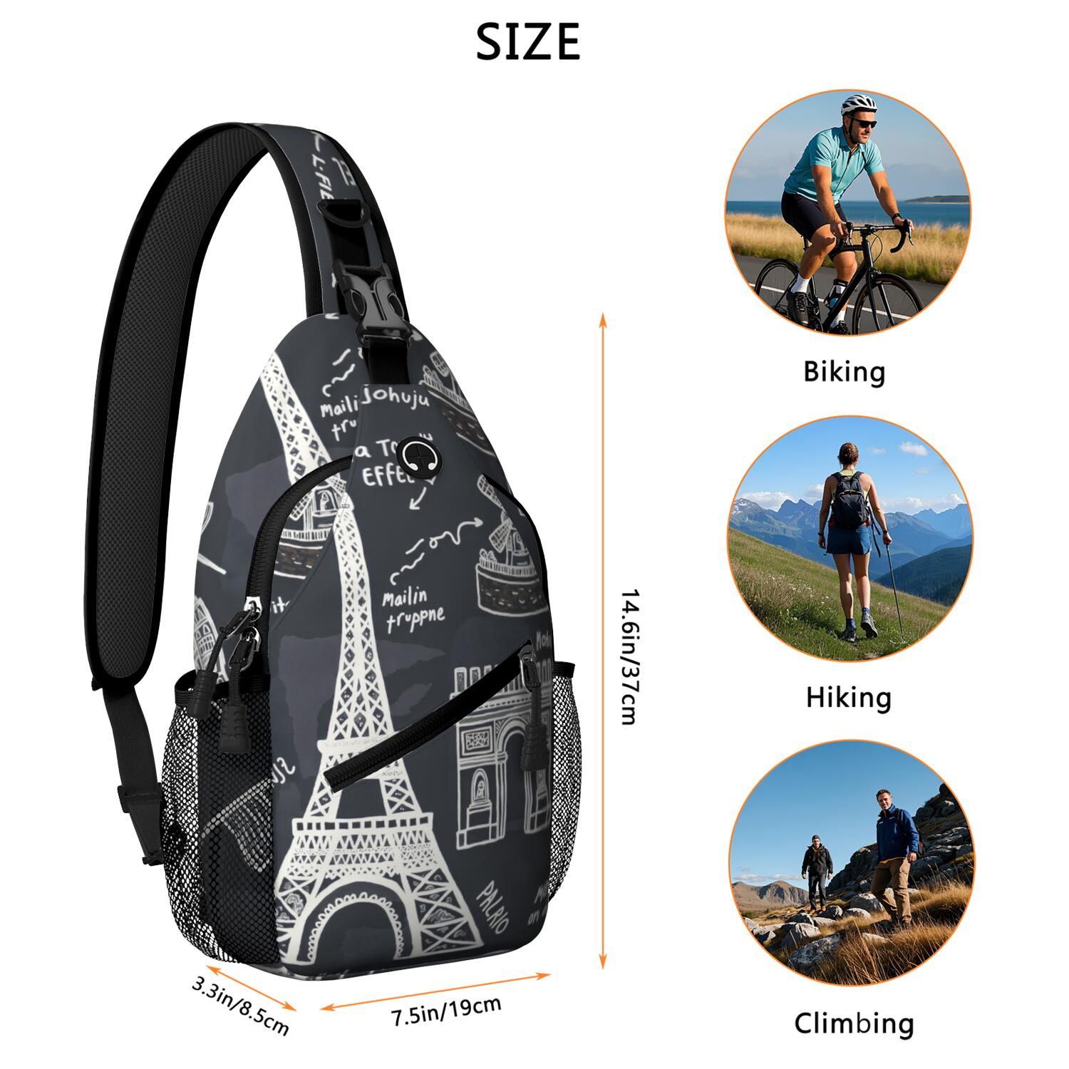 Travel Sling Bag Tower Hiking Sling Backpack Shoulder Backpack Travel Chest Pack for Men Women