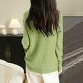 thumbnail image 3 of Stichou Womens Crewneck Sweaters Long Sleeve Shirts Lightweight Thin Knit Sweatshirt Pullover Casual Sweet Cute Tops Light Green L, 3 of 4