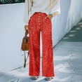 thumbnail image 5 of Delayuji Women's Wide Leg Pants Printed Summer Casual Palazzo Pants Drawstring Loose Fashion with Button High Elastic Waisted Pants Trousers With Pockets, 5 of 7