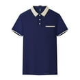 thumbnail image 3 of Fanxing Mens Golf Shirts Big And Tall Navy Poly Shirts Short Sleeve Casual Summer Classic Collared Golf Shirt with Pocket 4XL, 3 of 6