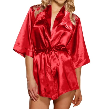 

Lingerie For Women Silk Robe Satin Sets Nightgown Bride Wedding Kimono Gown