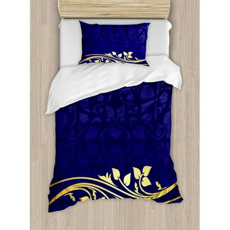 Ambesonne Romantic Royal Leaf Pattern With Floral Branch With