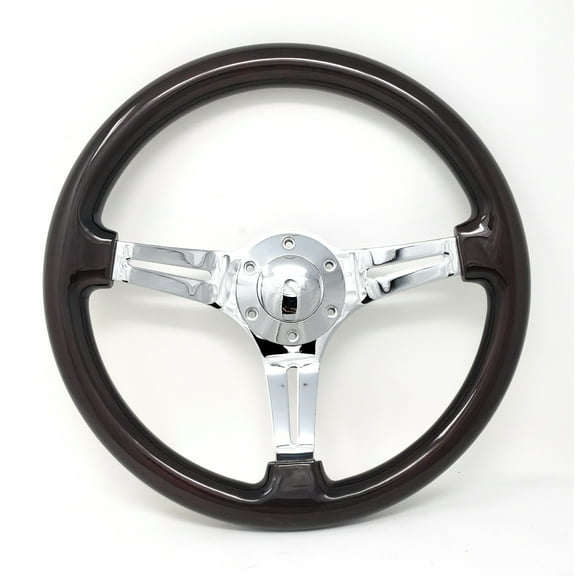 Wood Boat Steering Wheel W/ Adapter 3 Spoke Boats With A 3/4" Tapered Key Marine"