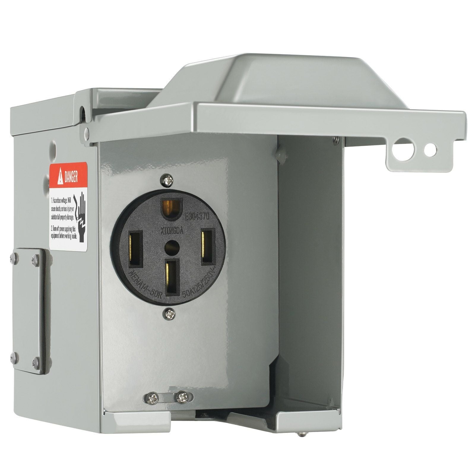 Enclosed Lockable Outdoor 50 Amp RV Power Outlet Box, 125/250V NEMA 14-50R Weatherproof Electrical Panel, UL Tested for RV Camper Trailer Motorhome