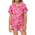 thumbnail image 2 of Wdgfv Girls Pajama Set 2-13 Years Soft Short Sleeve Sleepwear Top and Shorts Comfy Loungewear Fruit Print Casual Outfit for Kids Toddler Hot Pink 2-3 Years, 2 of 3