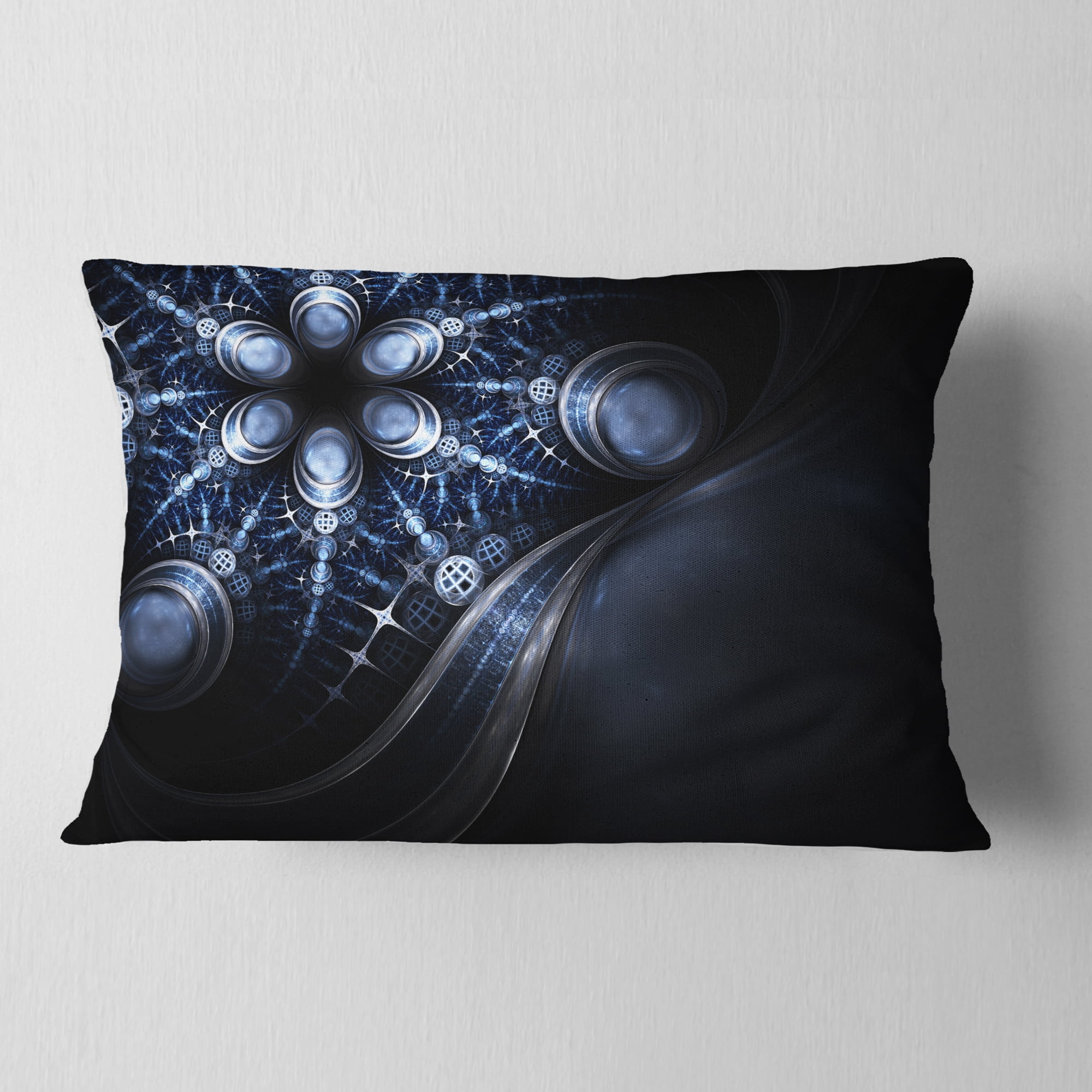 Designart 12" x 20" Blue Polyester Throw Pillow