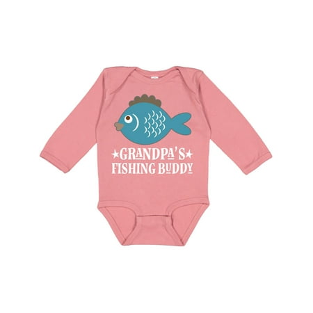 

Inktastic Grandpa s Fishing Buddy Little Fisher Gift Baby Boy or Baby Girl Long Sleeve Bodysuit