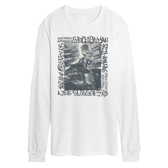 Spider-Man - Graffiti Action Photo - Men's Long Sleeve Graphic T-Shirt