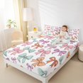 thumbnail image 4 of Homewish Lovely Bow Ribbon Queen Sheet Sets,Cute Cartoon Bowknot Flat Sheet,Rainbow Bowtie Queen Fitted Sheet For Girl Teens,Ultra Soft Home Decor,4pcs, 4 of 7