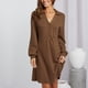 thumbnail image 2 of Vestido de mujer con cierre de botones, vestido de mujer con cuello en V, vestido de mujer con cuello en V, vestido de mujer tipo suéter Mejora tu experiencia, 2 of 6
