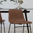 thumbnail image 3 of Merrick Lane 18 inch Faux Leather Bucket Seat Dining Chairs with Black Frame in Light Brown, Set of 2, 3 of 14