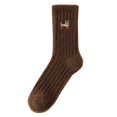 thumbnail image 4 of Brown Socks Ladies' Winter Velvet Warmth Enhanced Fleece Lined Thickened Colored Embroidered Coral Velvet Home Socks, 4 of 4