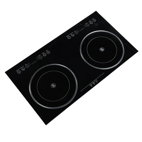Electric Cooktop, Double Burner Ceramic Heating Countertop with Timer, Portable Hot Plate, Touch Control, 2000 Watt, LED Touch Control, for Kitchen, Rental and Fixed Layout
