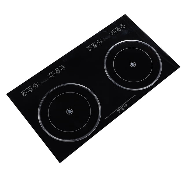Double Burner Ceramic Electric Cooktop with Touch Control, Fast Heating, Reservation Function, Suitable for Iron, Stainless Steel, Aluminum Pots