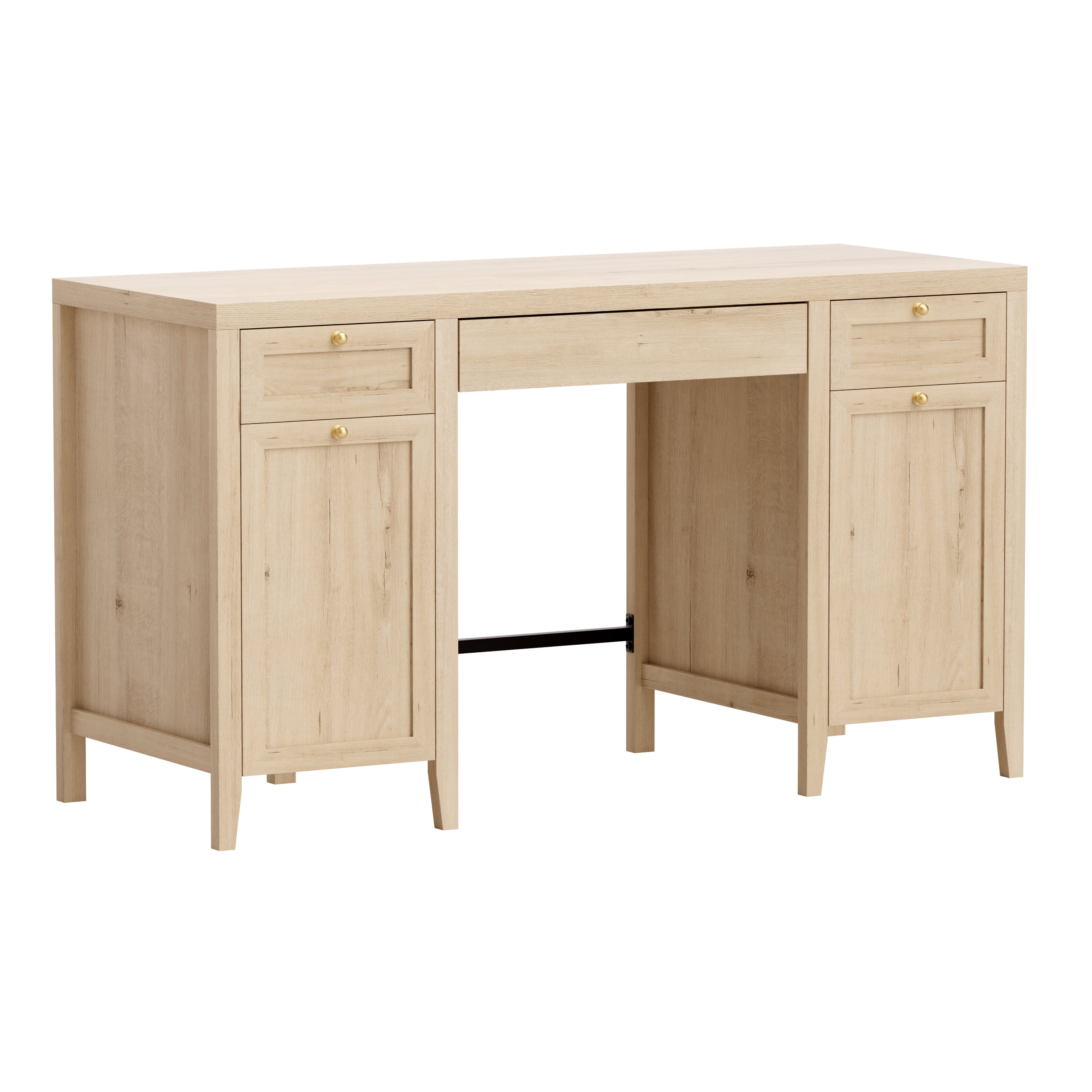 Joyyskill 52" Executive Desk with Storage Drawer, Farmhouse Home Office Desk with Storage Cabinet Wood Computer Writing Desk, Light Oak