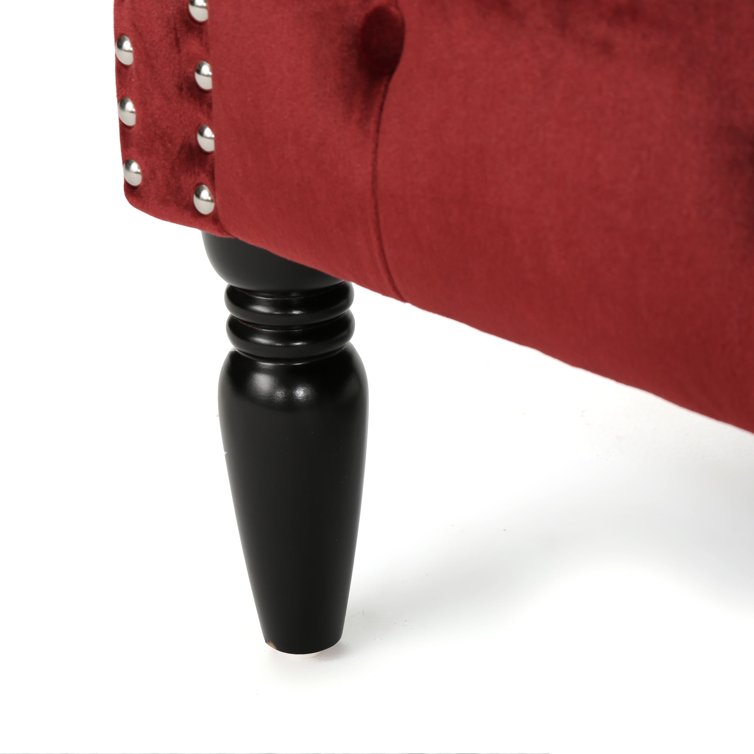 Noble House Myrna Tufted Chesterfield Velvet Loveseat, Garnet