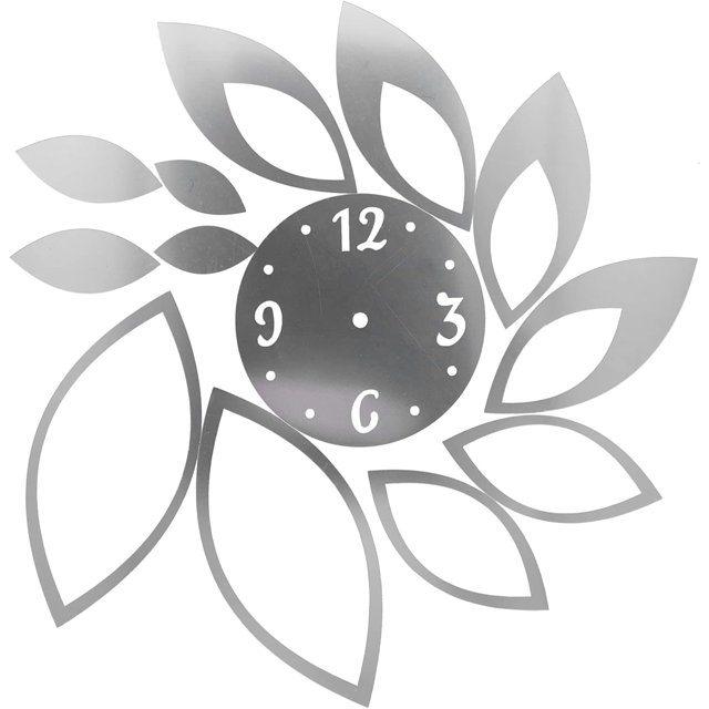 Pegatinas de reloj de pared, reloj de pared con espejo artesanal, decoración moderna para el hogar, sala de estar, pegatina de fondo (plateado)