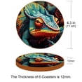 thumbnail image 3 of Chameleon Luxury Microfiber Leather Round Coasters Set of 6 - 11x11 cm/4.3x4.3 in Drink Coasters for Home, Office, and Bar Use, 3 of 6