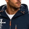 thumbnail image 3 of Men's Athletic Hoodies Solid Color Long Sleeve Zip Up Sweatshirt With Pockets Thick Casual Cross Letter Print Fleece Jacket for Daily Travel Outdoor, 3 of 6