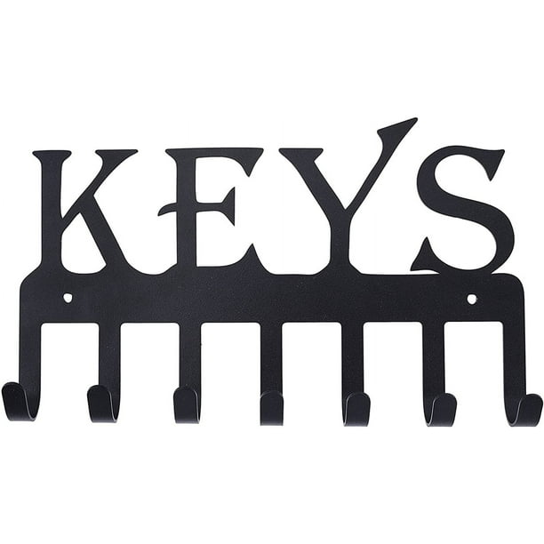 Llavero de metal negro para colgar en la pared, ideal para puerta de garaje, con 7 ganchos.