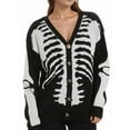 thumbnail image 3 of Suéteres Tipo Cárdigan con Estampado de Calaveras para Mujer, Abrigos de Punto Unisex de Larga Cráneo Negro L, 3 of 10