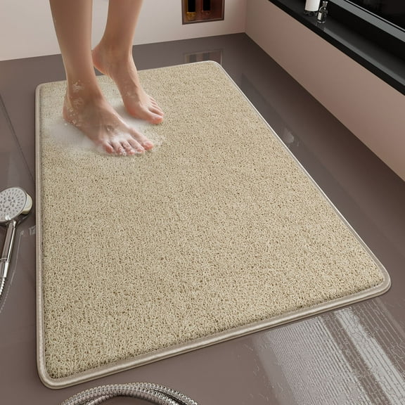 Cinvoph Bath Mat-Bathroom Rug Non Slip Super Absorbent Stain Non-Slip Quick Dry Bath Rug for Bathroom tub Easy Care 16"x24" Beige