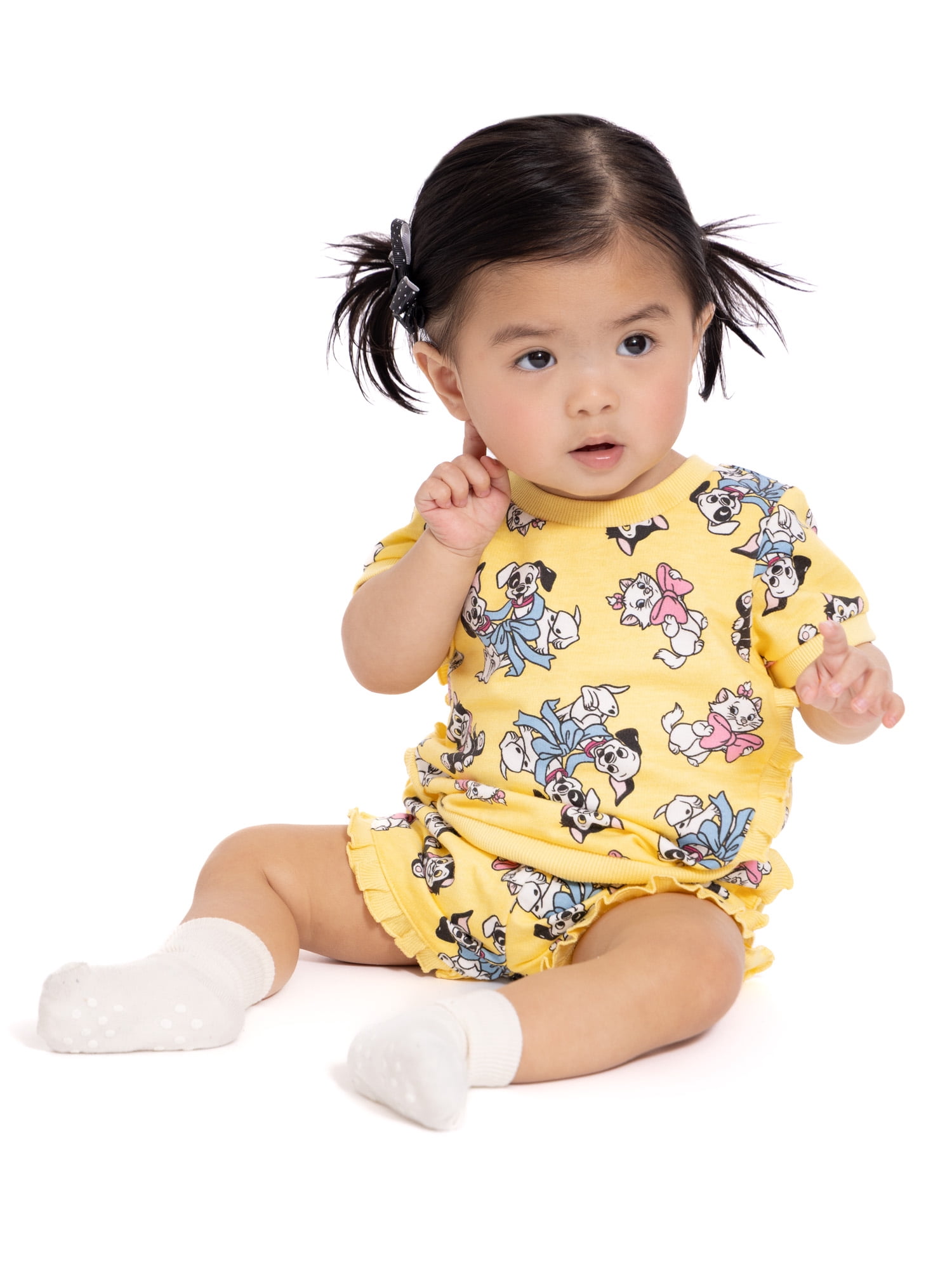 Disney Pets Baby Girls Matching Print Ruffle Top and Shorts Set, 2-Piece, Sizes 0/3M-24M