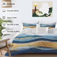 thumbnail image 3 of Abstract Ocean Waves Duvet Cover Set Twin Size, Gradient Teal Gold Mountain Art 4 Piece Soft Microfiber Bedding Set with 1 Duvet Cover, 1 Flat Sheet, 2 Pillowcases, 3 of 9