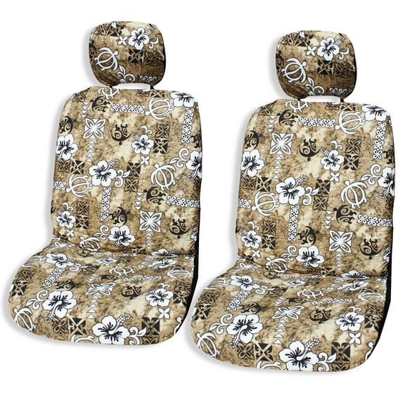 Made in Hawaii, Turtle Beige/ Slate Hawaiian Separate Headrest Car Seat Cover - Set of 2