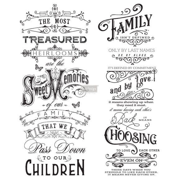 Redesign Decor Transfers Family Heirlooms 2 Sheets, Design Size 22"x27"