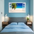 thumbnail image 2 of Window View of Tropical Beach Canvs Art Fake Open Window Wall Art Tropical Beach Framed Painting For Livingroom Office Bedroom Ready to Hang, 2 of 6