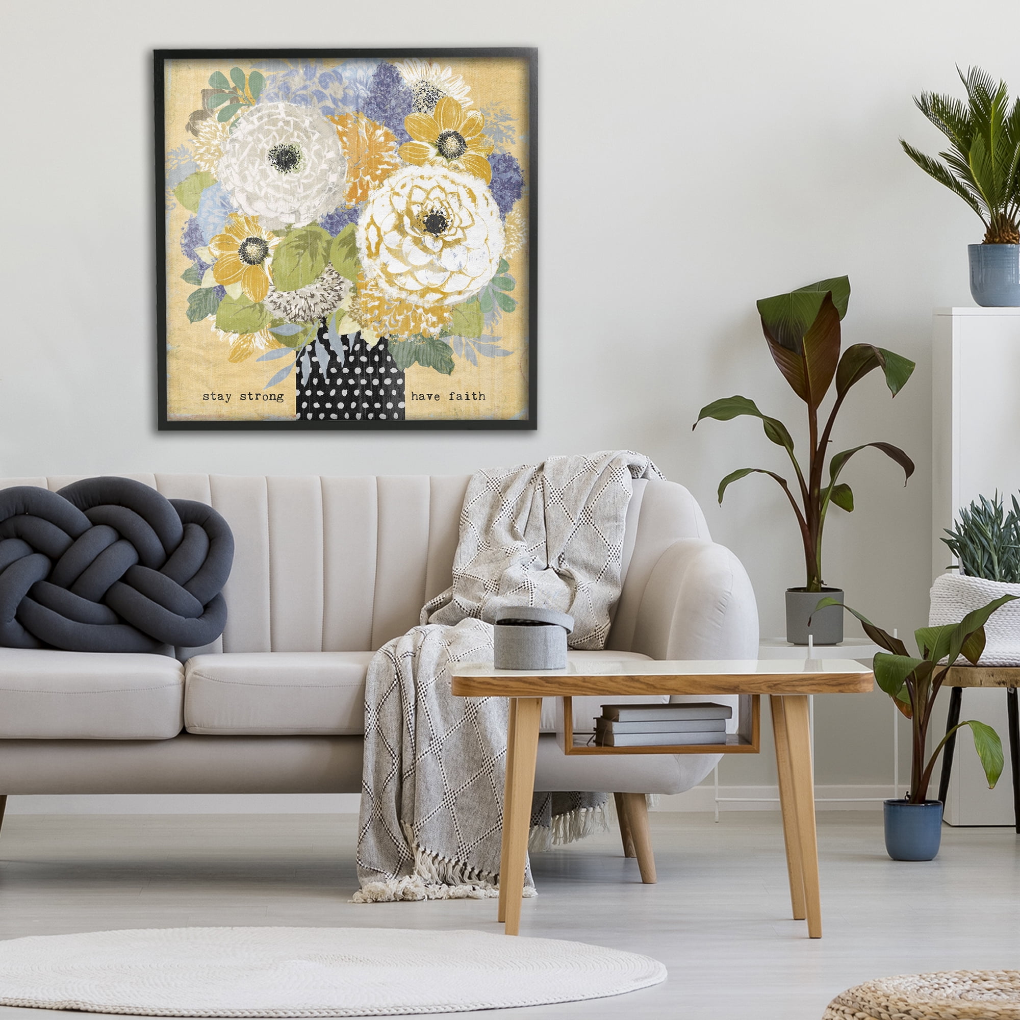 Stupell Industries Stay Strong Have Faith Black Framed Giclee Art, design by Suzanne Nicoll