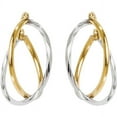 thumbnail image 3 of Primal Gold 10 Karat Two-Tone Hinged Hoop Earrings, 3 of 6