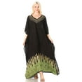 thumbnail image 5 of Sakkas Leonor Women's Boho Casual Long Maxi Caftan Dress Kaftan Cover-up LougeWear - 7-BlackGreen - One Size, 5 of 5