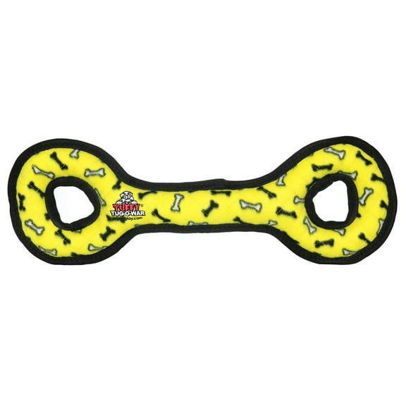 Tuffy Ultimate Tug-O-War Yellow Bone Durable Plush Squeaky Dog Toy