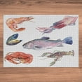 thumbnail image 6 of Ambesonne Sea Animals Jigsaw Puzzle, Sea Animals Watercolor, Heirloom-Quality Fun Activity for Family Durable Cardboard, 1000 pcs, Mustard Navy, 6 of 6
