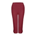thumbnail image 6 of Jsaierl Plus Size Capris Pants Womens Butt-Lifting Elastic Waist Cropped Leggings Hollow Out Solid Color Shorts, 6 of 9