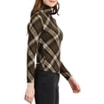 thumbnail image 4 of INSPIRE CHIC Blouse pour Femme Coupe Ajustée Col Roulé devant Plissé Manches Longues Haut en Tricot m Brun A, 4 of 7