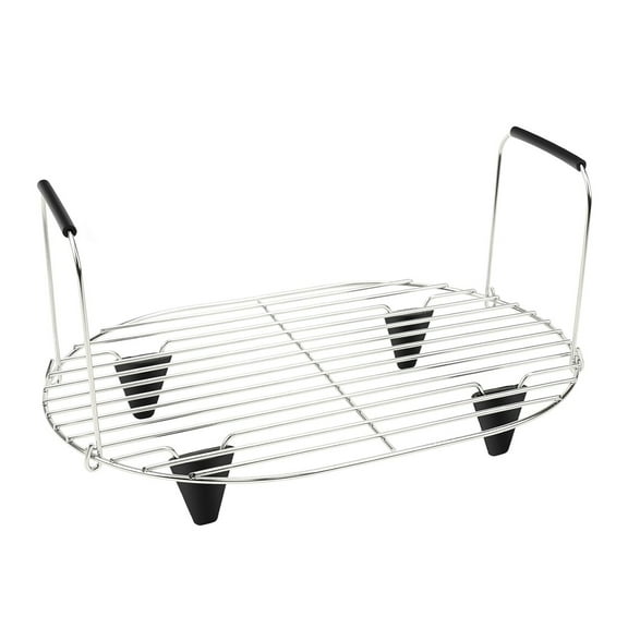 Adjustable Cooking Rack with Silicone Feet Slow Cooker Rack Stainless Steel Texture Suitable for 8.5 Quart Slow Cooker